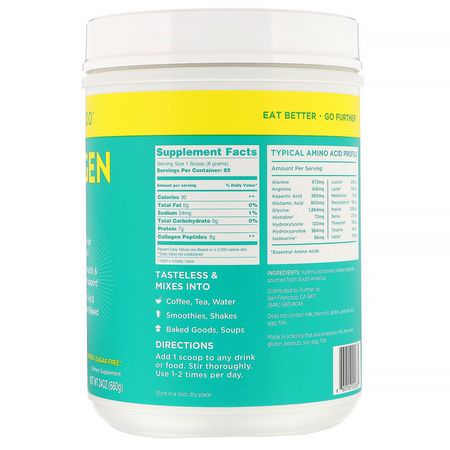 膠原蛋白補充劑, 關節: Further Food, Collagen Peptides, Pure Protein Powder, Unflavored, 24 oz (680 g)