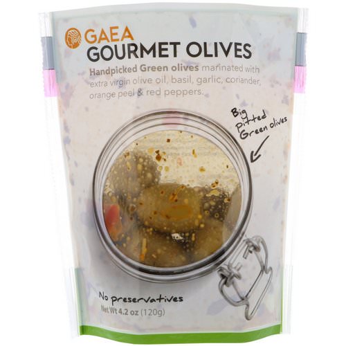 Gaea, Gourmet Olives, Marinated Pitted Green Olives, 4.2 oz (120 g) Review