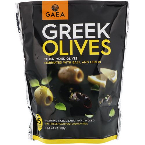 Gaea, Greek Olives, Pitted Mixed Olives, Marinated With Basil and Lemon, 5.3 oz (150 g) Review