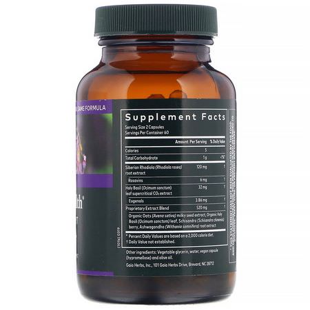 腎上腺, 補品: Gaia Herbs, Adrenal Health, Daily Support, 120 Vegan Liquid Phyto-Caps