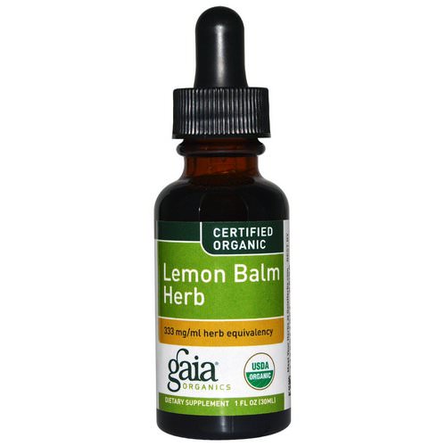 Gaia Herbs, Certified Organic Lemon Balm Herb, 1 fl oz (30 ml) Review