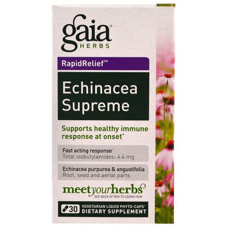 流感, 咳嗽: Gaia Herbs, Echinacea Supreme, 30 Vegetarian Liquid Phyto-Caps