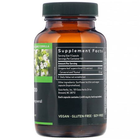 流感, 咳嗽: Gaia Herbs, Oil of Oregano, 120 Vegan Liquid Phyto-Caps