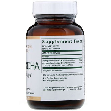 Ashwagandha, 適應原: Gaia Herbs Professional Solutions, Ashwagandha, 60 Liquid-Filled Capsules