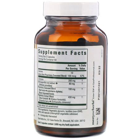 甲狀腺補充劑: Gaia Herbs Professional Solutions, Thyroid Support, 120 Liquid-Filled Capsules