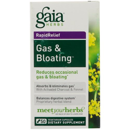 Gaia Herbs, RapidRelief, Gas & Bloating, 50 Capsules Review