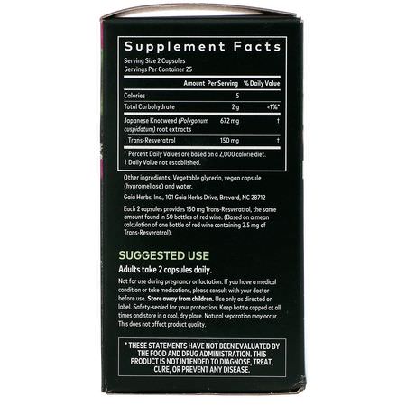 白藜蘆醇, 抗氧化劑: Gaia Herbs, Resveratrol 150, 50 Vegan Liquid Phyto-Caps