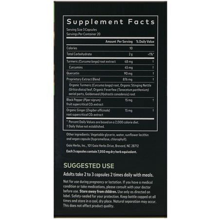 薑黃素, 薑黃: Gaia Herbs, Turmeric Supreme, Sinus Support, 60 Vegan Liquid Phyto-Caps