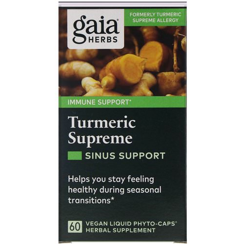 Gaia Herbs, Turmeric Supreme, Sinus Support, 60 Vegan Liquid Phyto-Caps Review