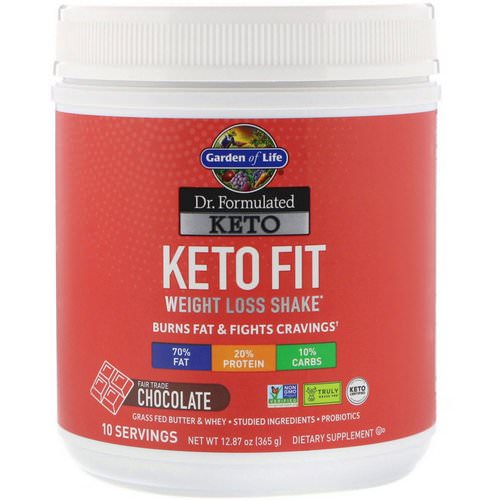 Garden of Life, Dr. Formulated Keto Fit Weight Loss Shake, Chocolate, 12.87 oz (365 g) Review