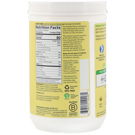 飲料增強劑, 奶精: Garden of Life, Dr. Formulated Keto Organic Grass Fed Butter Powder, 10.58 oz (300 g)
