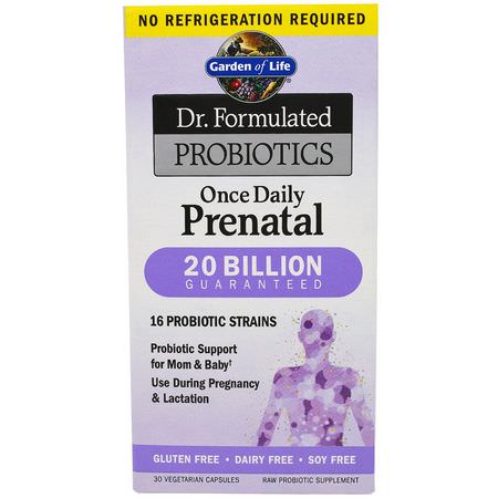 產後, 服用前: Garden of Life, Dr. Formulated Probiotics, Once Daily Prenatal, 30 Veggie Caps