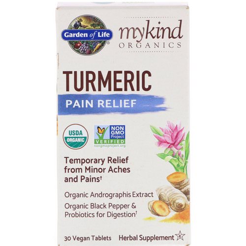 Garden of Life, MyKind Organics, Turmeric, Pain Relief, 30 Vegan Tablets Review