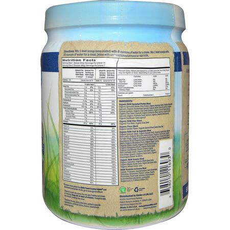 植物性, 植物性蛋白質: Garden of Life, RAW Organic Meal, Organic Shake & Meal Replacement, Vanilla, 16.7 oz (475 g)