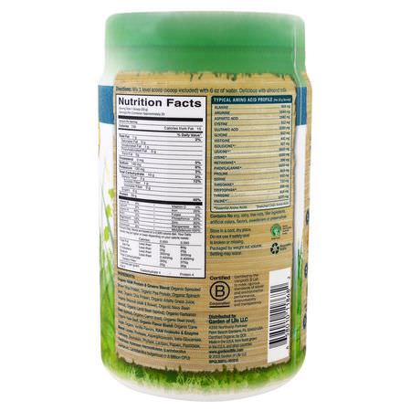 綠色, 超級食品: Garden of Life, Raw Protein & Greens, Organic Plant Formula, Lightly Sweet, 1.43 lbs (651 g)