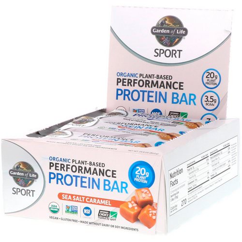 Garden of Life, Sport, Organic Plant-Based Performance Protein Bar, Sea Salt Caramel, 12 Bars, 2.5 oz (70 g) Each Review