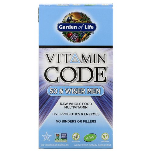 Garden of Life, Vitamin Code, 50 & Wiser Men, 120 Vegetarian Capsules Review