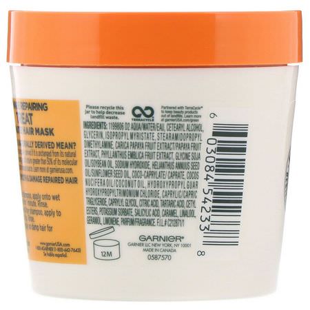 發膜, 護理: Garnier, Fructis, Damage Repairing Treat, 1 Minute Hair Mask, + Papaya Extract, 3.4 fl oz (100 ml)