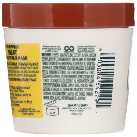 發膜, 護理: Garnier, Fructis, Nourishing Treat, 1 Minute Hair Mask + Coconut Extract, 3.4 fl oz (100 ml)