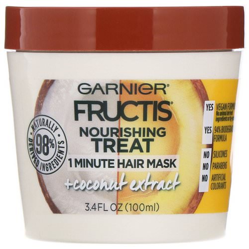 Garnier, Fructis, Nourishing Treat, 1 Minute Hair Mask + Coconut Extract, 3.4 fl oz (100 ml) Review