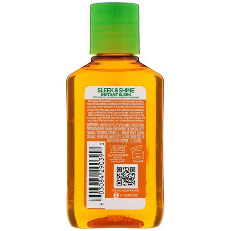 血清, 髮油: Garnier, Fructis, Sleek & Shine, Moroccan Sleek Oil Treatment, 3.75 fl oz (111 ml)