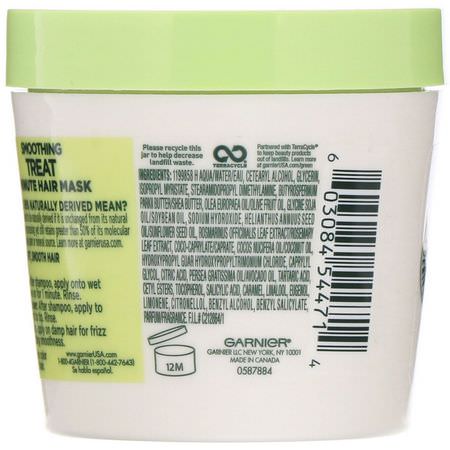 發膜, 護理: Garnier, Fructis, Smoothing Treat, 1 Minute Hair Mask + Avocado Extract, 3.4 fl oz (100 ml)