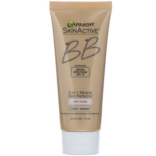 Garnier, SkinActive, 5-in-1 Miracle Skin Perfector BB Cream, Anti-Aging, Light/Medium, 2.5 fl oz (75 ml) Review