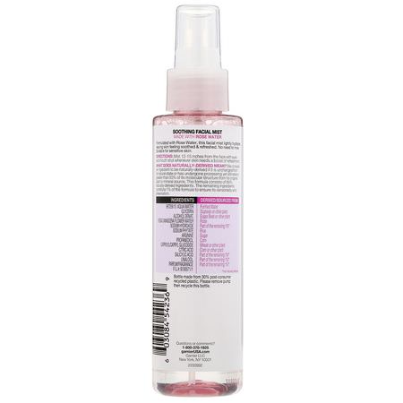 面部保濕霜, 護膚: Garnier, SkinActive, Soothing Facial Mist with Rose Water, 4.4 fl oz (130 ml)