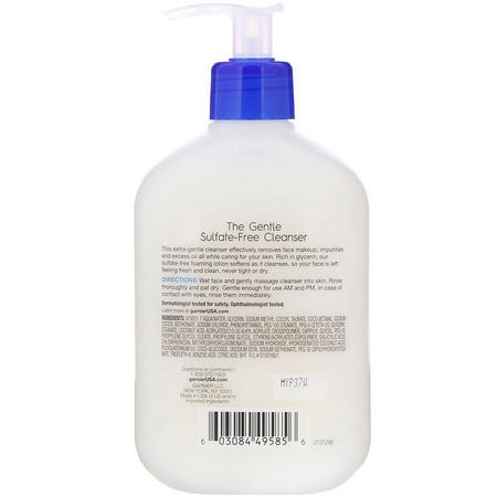 濕巾, 卸妝水: Garnier, SkinActive, The Gentle Sulfate-Free Cleanser, 13.5 oz (400 ml)