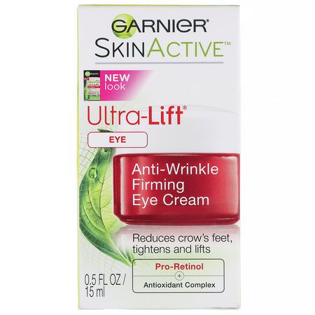 治療, 眼霜: Garnier, SkinActive, Ultra-Lift, Anti-Wrinkle Firming Eye Cream, 0.5 fl oz (15 ml)