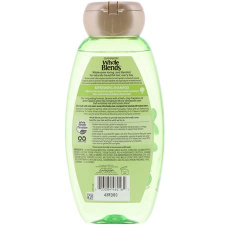 護髮素, 洗髮水: Garnier, Whole Blends, Refreshing Shampoo, Green Apple & Green Tea Extracts, 12.5 fl oz (370 ml)