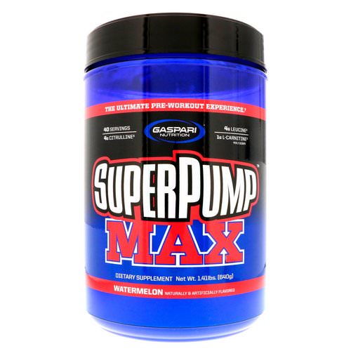 Gaspari Nutrition, SuperPump Max, The Ultimate Pre-Workout Supplement Experience, Watermelon, 1.41 lbs (640 g) Review