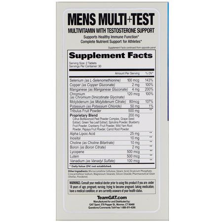 男性, 男性健康: GAT, Mens Multi + Test, 60 Tablets