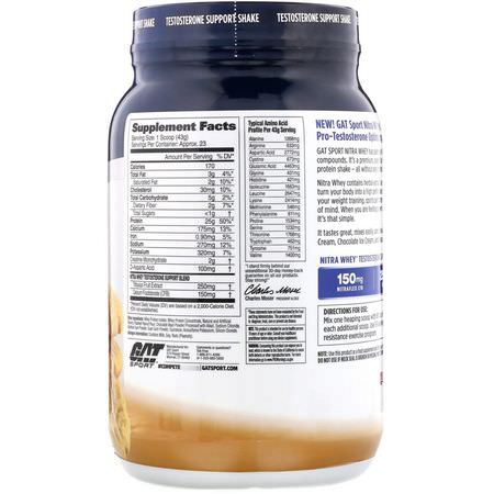 乳清蛋白, 運動營養: GAT, Nitra Whey, Testosterone Support Shake, Peanut Butter Cookie, 2.18 lb (988.8 g)