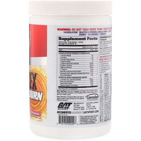 氨基酸: GAT, Nitraflex Burn, Pink Lemonade, 11.21 oz (318 g)