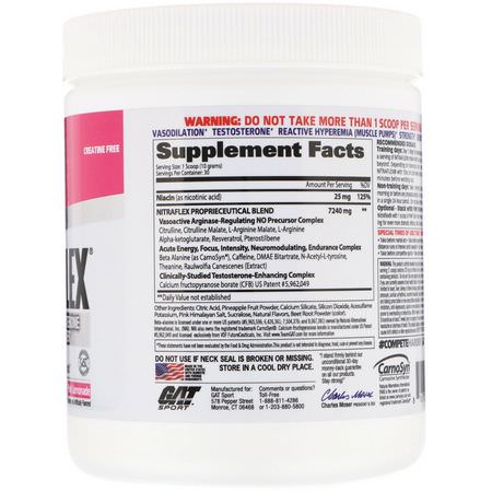 男性, 睾丸激素: GAT, Nitraflex, Pink Lemonade, 10.6 oz (300 g)