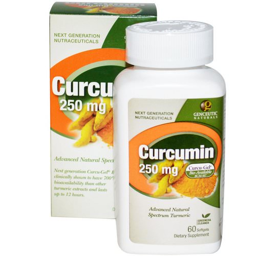 Genceutic Naturals, Curcumin, 250 mg, 60 Softgels Review