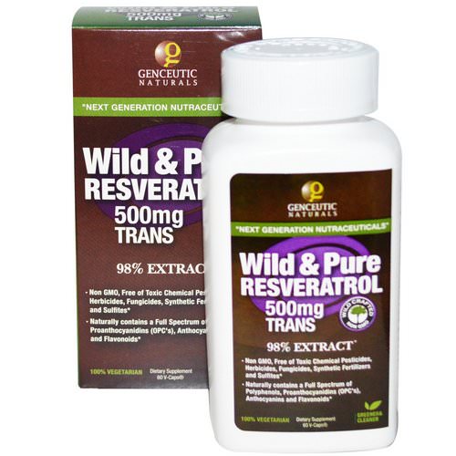 Genceutic Naturals, Wild & Pure Resveratrol, 500 mg, 60 V-Caps Review