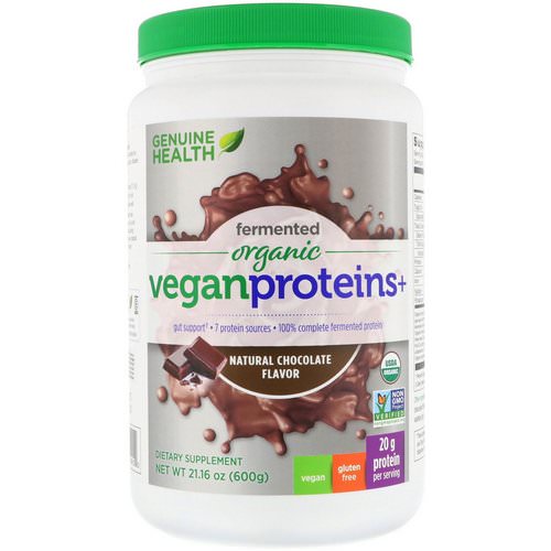 Genuine Health, Fermented Organic Vegan Proteins+, Natural Chocolate Flavor, 1.3 lbs (600 g) Review