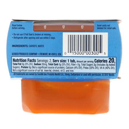 膳食, 果泥: Gerber, 1st Foods, Carrot, 2 Pack, 2 oz (56 g) Each