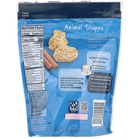 手指食品, 酒吧: Gerber, Animal Crackers, Cinnamon Graham, Toddler, 12+ Months, 6 oz (170 g)