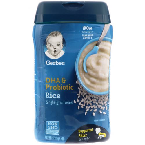 Gerber, DHA & Probiotic, Single Grain Rice Cereal, Supported Sitter, 8 oz (227 g) Review