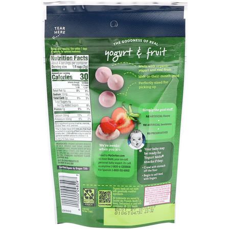 手指食品, 酒吧: Gerber, Organic Yogurt Melts, Red Berries, 8 + Months, 1.0 oz (28 g)
