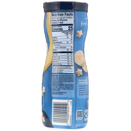 手指食品, 酒吧: Gerber, Puffs Cereal Snack, Crawler, 8+ Months, Banana, 1.48 oz (42 g)