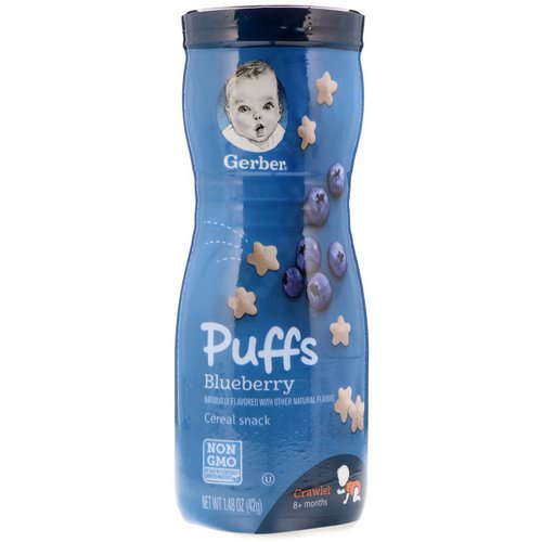 Gerber, Puffs, Cereal Snack, Crawler, 8+ Months, Blueberry, 1.48 oz (42 g) Review