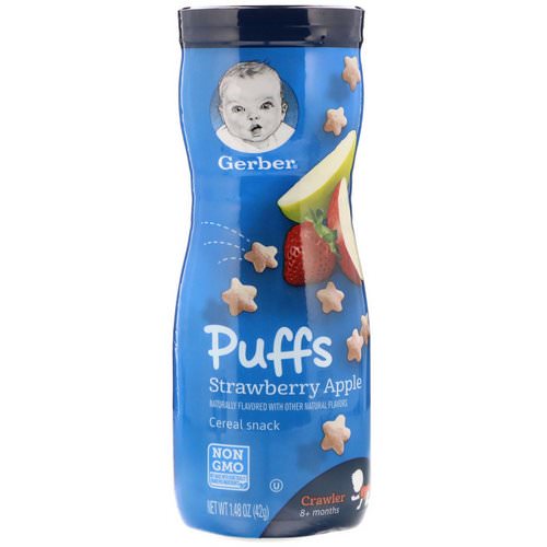 Gerber, Puffs Cereal Snack, Crawler, 8+ Months, Strawberry Apple, 1.48 oz (42 g) Review