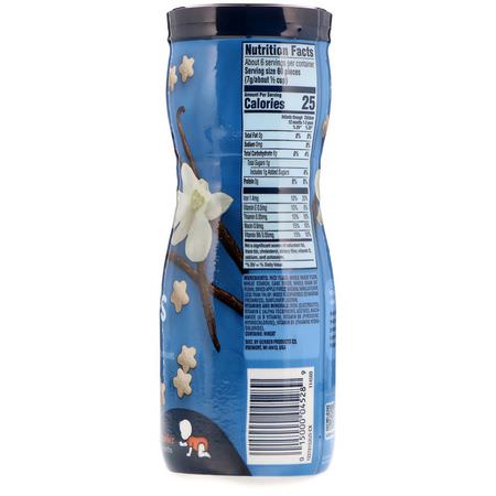 手指食品, 酒吧: Gerber, Puffs Cereal Snack, Vanilla, 8+ Months, 1.48 oz (42 g)
