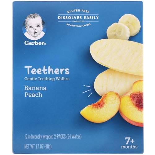 Gerber, Teethers, Gentle Teething Wafers, 7+ Months, Banana Peach, 24 Wafers, 1.7 oz (48 g) Review