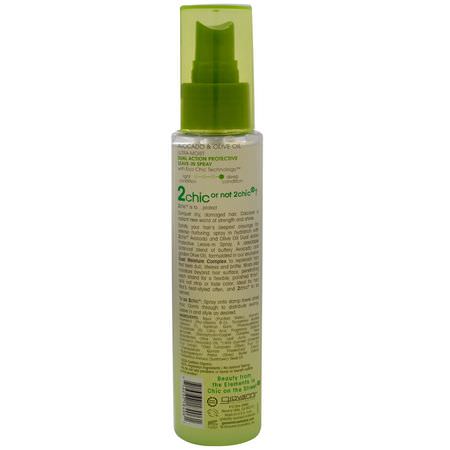 頭皮護理, 頭髮護理: Giovanni, 2chic, Ultra-Moist Dual Action Protective Leave-In Spray, Avocado & Olive Oil, 4 fl oz (118 ml)