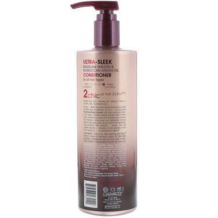 護髮素, 護髮: Giovanni, 2chic, Ultra-Sleek Conditioner, for All Hair Types, Brazilian Keratin & Argan Oil, 24 fl oz (710 ml)